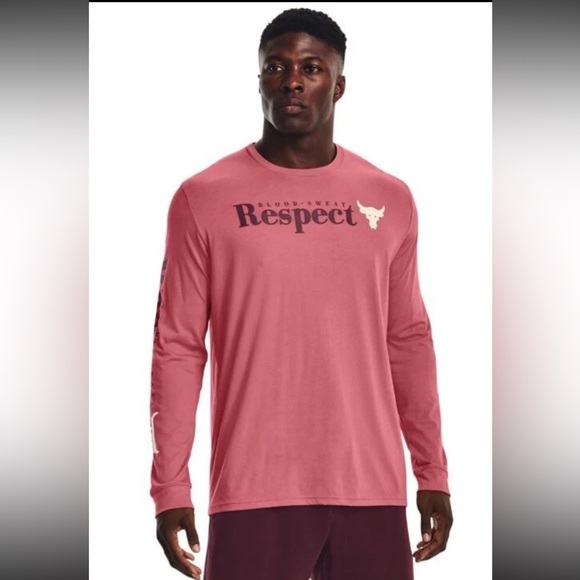 Men’s Under Armor Red Long Sleeve Project Rock Respect Shirt - Picture 1 of 11